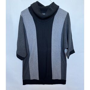 Elementz Sweater Womens Large Black Charcoal Gray Turtleneck Long Sleeve Dolman